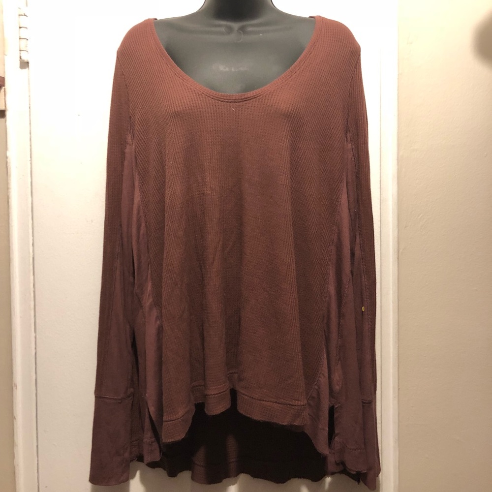 Free People rust-colored thermal billowy top